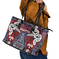 Aotearoa Iwi Ngapuhi Leather Tote Bag Maori Motif Tribal