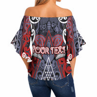 Personalised Aotearoa Iwi Ngapuhi Off Shoulder Wrap Waist Top Maori Motif Tribal
