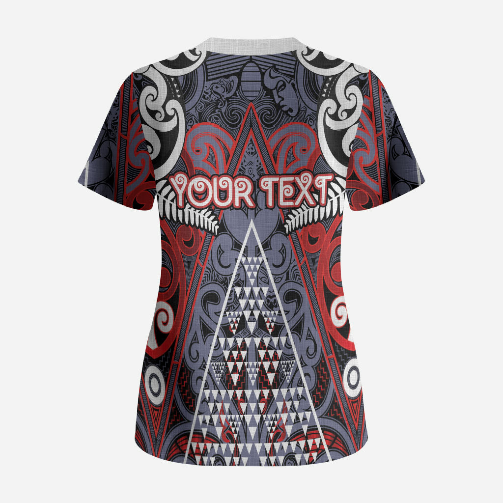 Personalised Aotearoa Iwi Ngapuhi Scrub Top Maori Motif Tribal