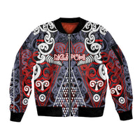 Personalised Aotearoa Iwi Ngapuhi Sleeve Zip Bomber Jacket Maori Motif Tribal