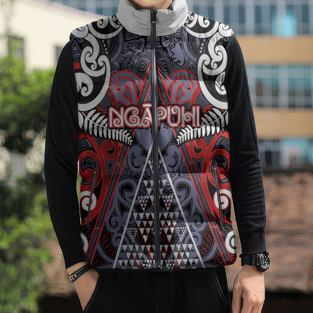 Personalised Aotearoa Iwi Ngapuhi Sleeveless Puffer Jacket Maori Motif Tribal