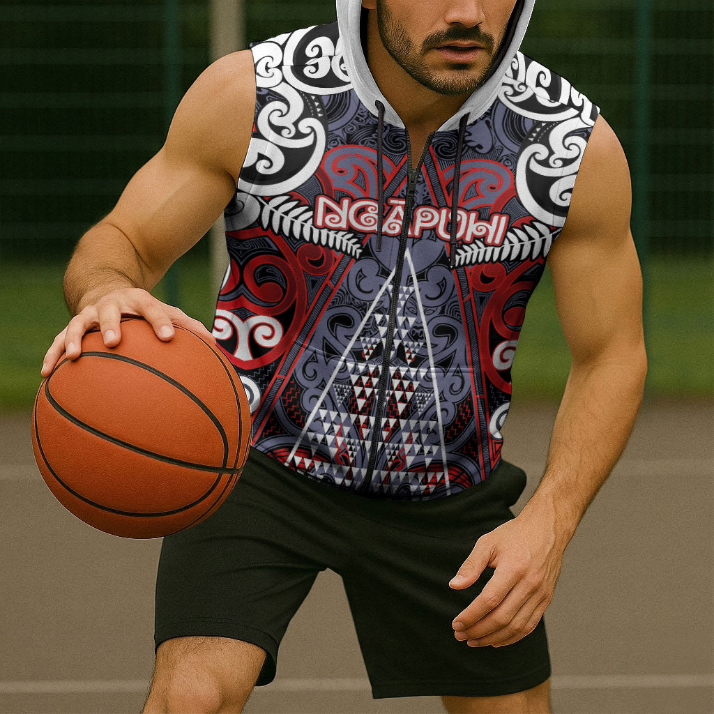 Personalised Aotearoa Iwi Ngapuhi Sleeveless Zip Hoodie Maori Motif Tribal