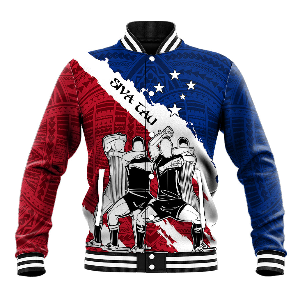 Samoa Rugby Baseball Jacket Siva Tau Dance Polynesian Tattoo Brush Style LT03 Unisex Red - Polynesian Pride