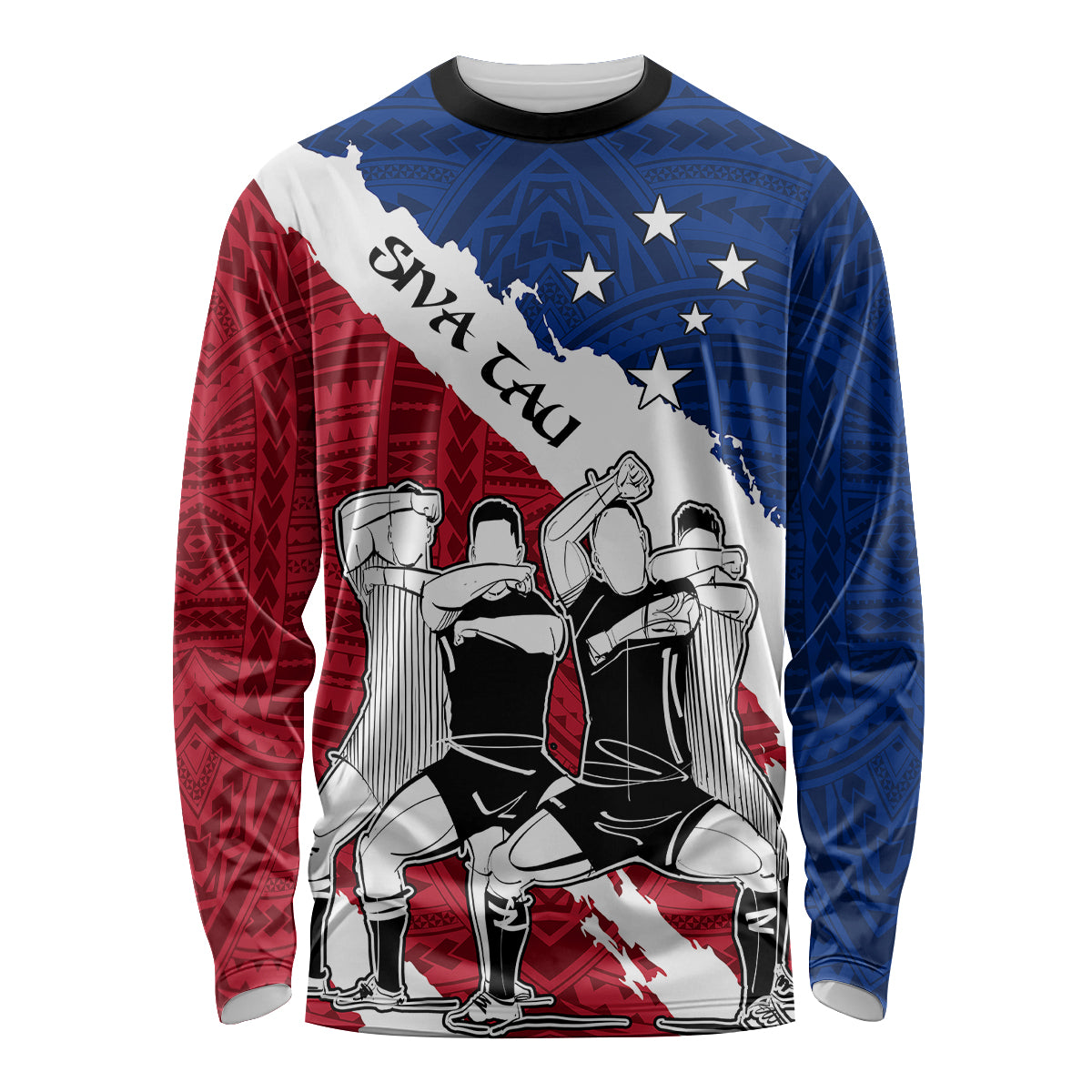 Samoa Rugby Long Sleeve Shirt Siva Tau Dance Polynesian Tattoo Brush Style LT03 Unisex Red - Polynesian Pride