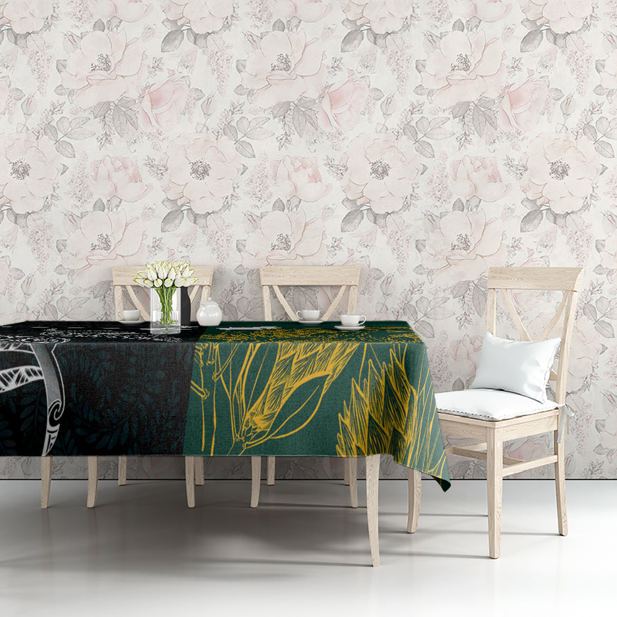 South Africa and New Zealand Tablecloth King Protea and Silver Fern Mix Culture Pattern LT03 - Polynesian Pride