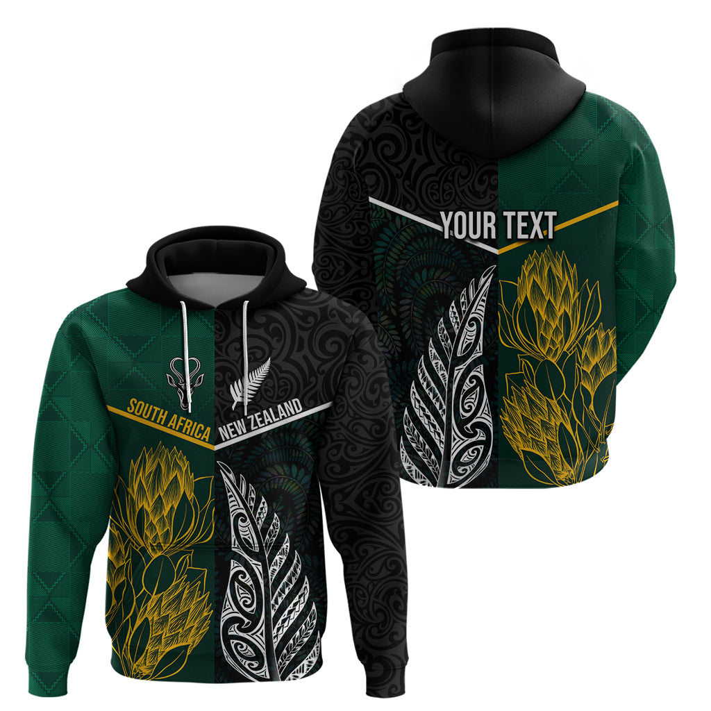 Personalised South Africa and New Zealand Hoodie King Protea and Silver Fern Mix Culture Pattern LT03 - Polynesian Pride