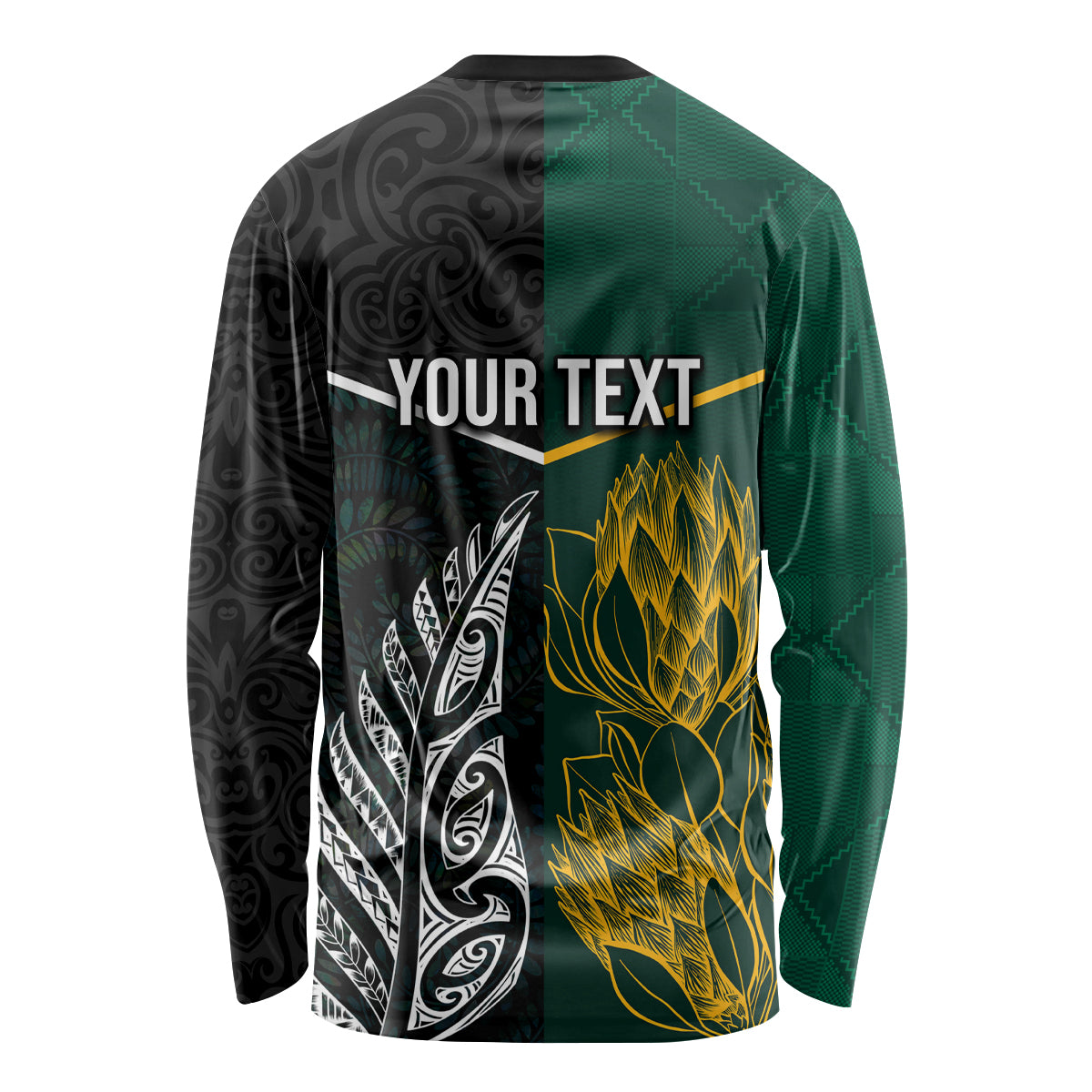 Personalised South Africa and New Zealand Long Sleeve Shirt King Protea and Silver Fern Mix Culture Pattern LT03 - Polynesian Pride