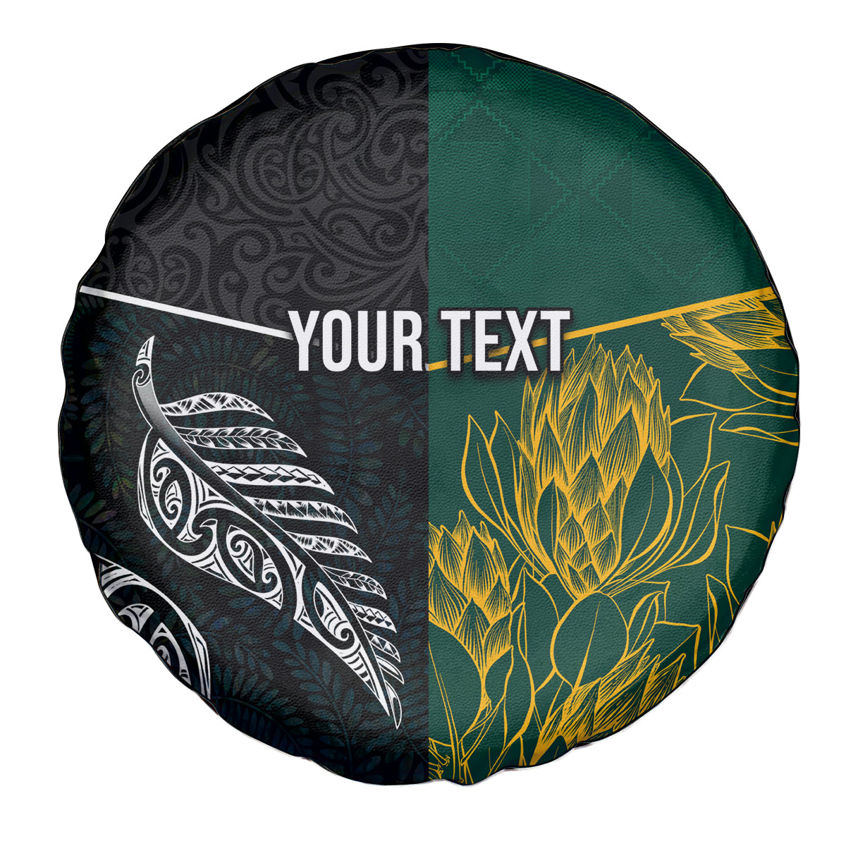 Personalised South Africa and New Zealand Spare Tire Cover King Protea and Silver Fern Mix Culture Pattern LT03 - Polynesian Pride