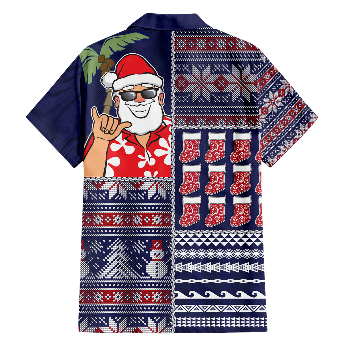 Hawaii Mele Kalikimaka Hawaiian Shirt Aloha and Christmas Elements Patchwork Blue Style LT03 - Polynesian Pride