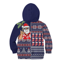 Hawaii Mele Kalikimaka Kid Hoodie Aloha and Christmas Elements Patchwork Blue Style LT03 - Polynesian Pride