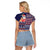 Hawaii Mele Kalikimaka Raglan Cropped T Shirt Aloha and Christmas Elements Patchwork Blue Style LT03 - Polynesian Pride