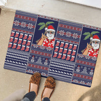 Hawaii Mele Kalikimaka Rubber Doormat Aloha and Christmas Elements Patchwork Blue Style LT03 - Polynesian Pride