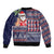 Hawaii Mele Kalikimaka Sleeve Zip Bomber Jacket Aloha and Christmas Elements Patchwork Blue Style LT03 - Polynesian Pride