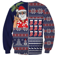 Hawaii Mele Kalikimaka Sweatshirt Aloha and Christmas Elements Patchwork Blue Style LT03 - Polynesian Pride