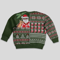Hawaii Mele Kalikimaka Kid Ugly Christmas Sweater Aloha and Christmas Elements Patchwork Green Style LT03 - Polynesian Pride