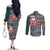 Hawaii Mele Kalikimaka Couples Matching Off The Shoulder Long Sleeve Dress and Long Sleeve Button Shirt Aloha and Christmas Elements Patchwork Turquoise Style LT03 - Polynesian Pride