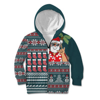 Hawaii Mele Kalikimaka Kid Hoodie Aloha and Christmas Elements Patchwork Turquoise Style LT03 - Polynesian Pride