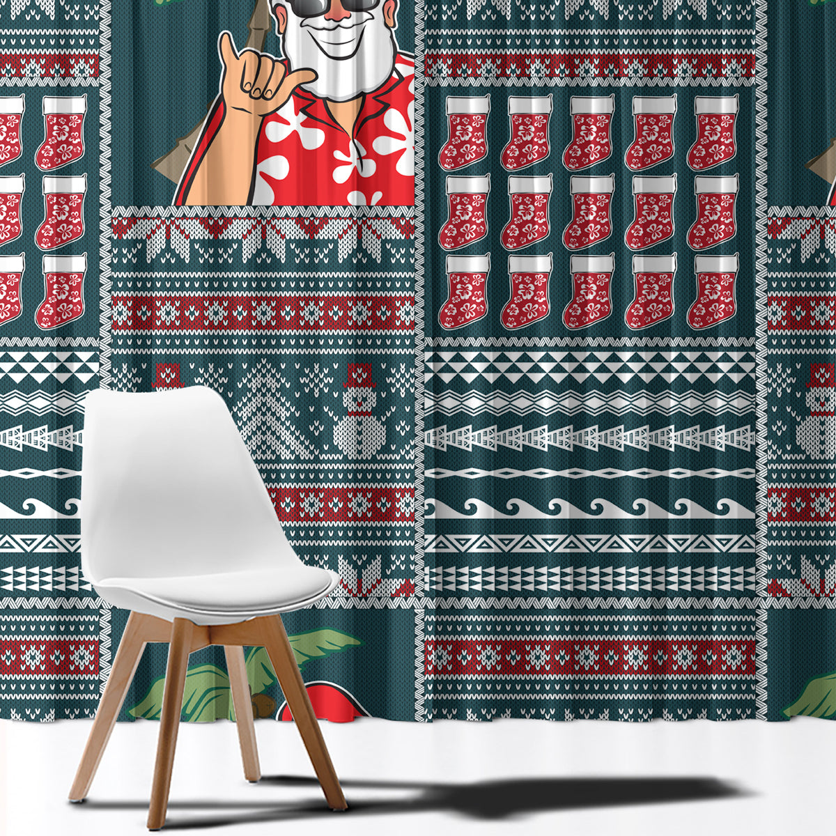 Hawaii Mele Kalikimaka Window Curtain Aloha and Christmas Elements Patchwork Turquoise Style LT03 - Polynesian Pride