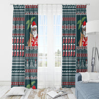 Hawaii Mele Kalikimaka Window Curtain Aloha and Christmas Elements Patchwork Turquoise Style LT03 - Polynesian Pride