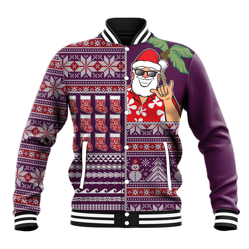 Hawaii Mele Kalikimaka Baseball Jacket Aloha and Christmas Elements Patchwork Pink Style LT03 Unisex Pink - Polynesian Pride