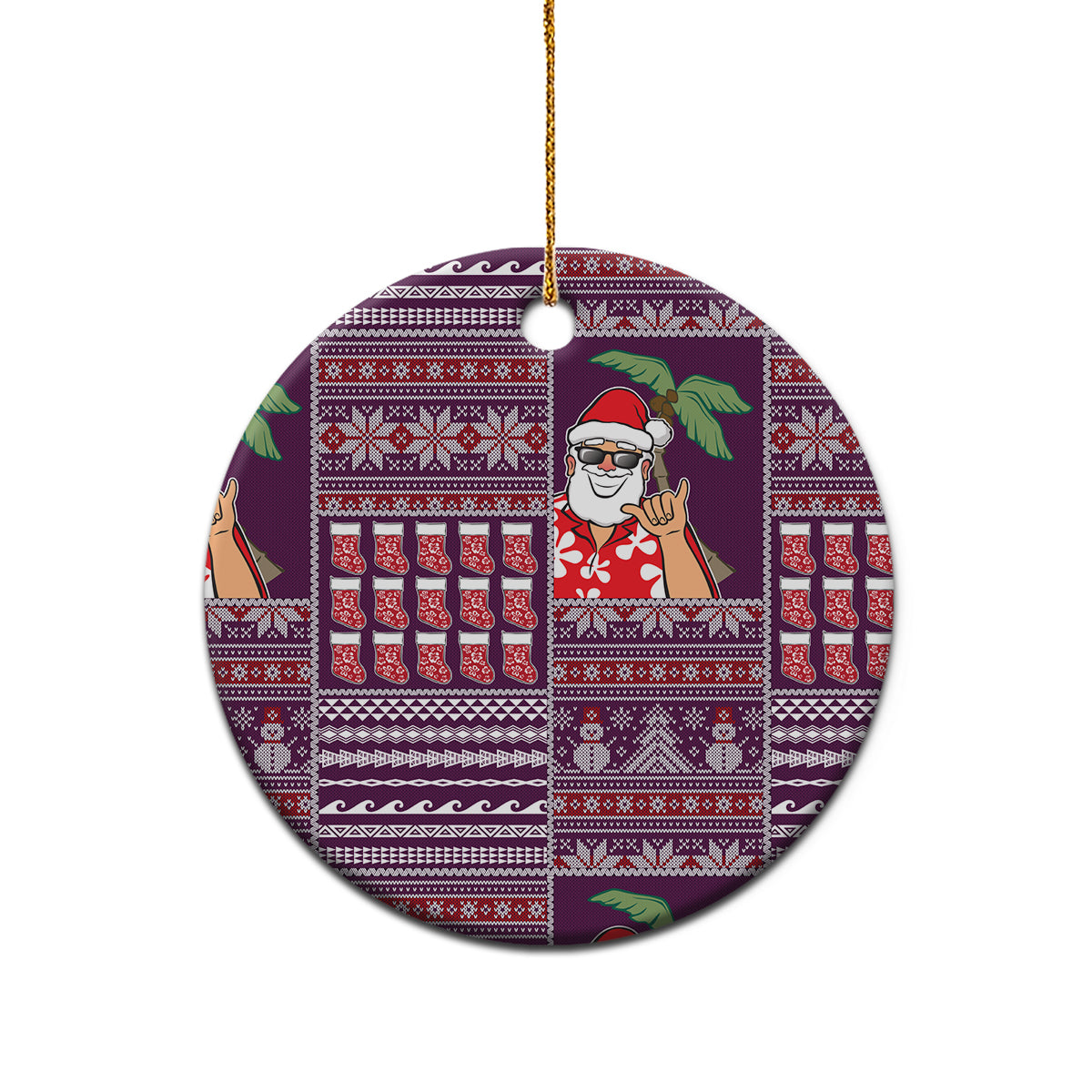 Hawaii Mele Kalikimaka Ceramic Ornament Aloha and Christmas Elements Patchwork Pink Style LT03 - Polynesian Pride