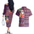 Hawaii Mele Kalikimaka Couples Matching Off The Shoulder Long Sleeve Dress and Hawaiian Shirt Aloha and Christmas Elements Patchwork Pink Style LT03 - Polynesian Pride
