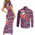 Hawaii Mele Kalikimaka Couples Matching Short Sleeve Bodycon Dress and Long Sleeve Button Shirt Aloha and Christmas Elements Patchwork Pink Style LT03 - Polynesian Pride
