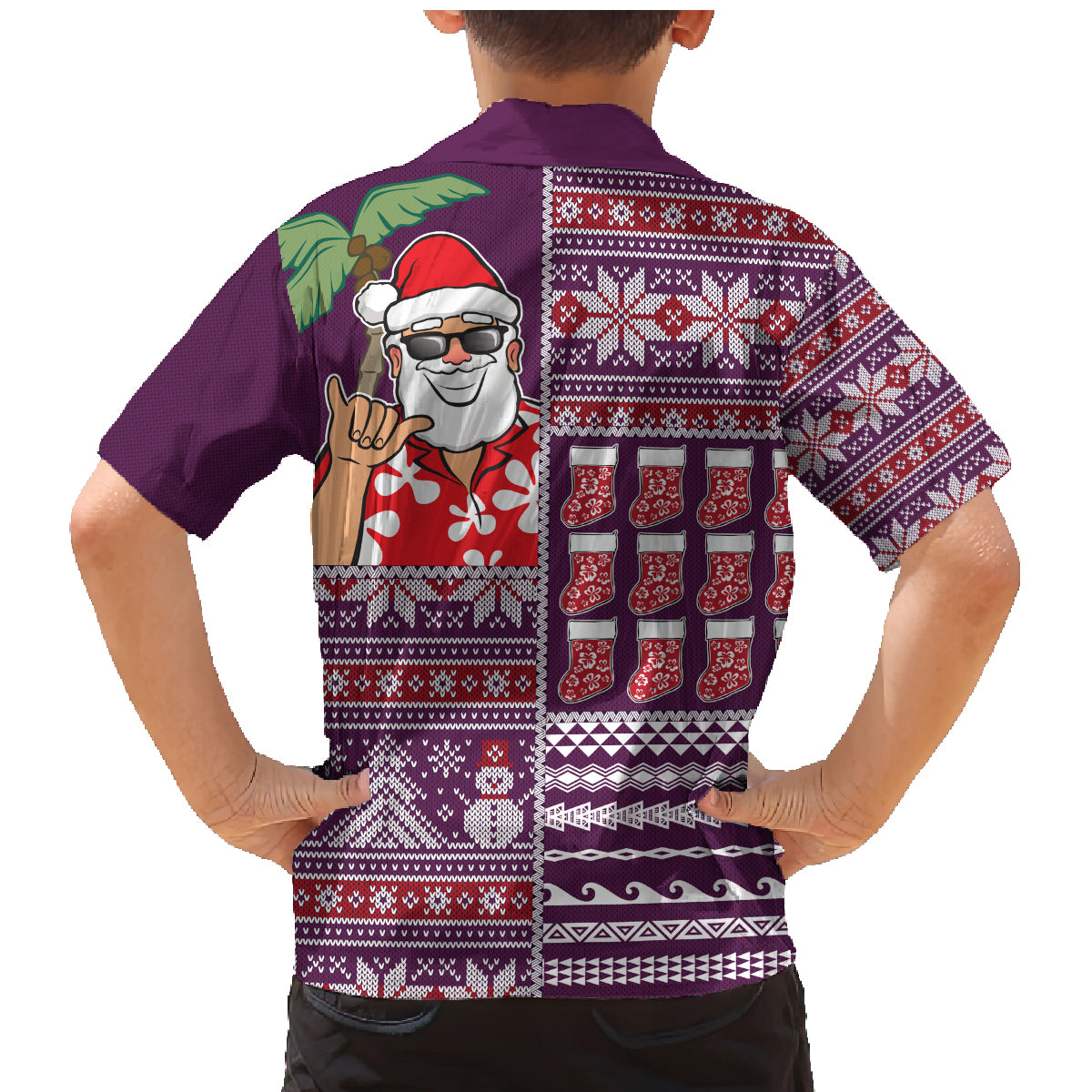 Hawaii Mele Kalikimaka Family Matching Mermaid Dress and Hawaiian Shirt Aloha and Christmas Elements Patchwork Pink Style LT03 - Polynesian Pride