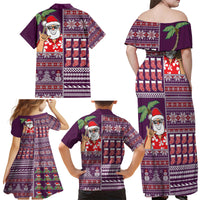Hawaii Mele Kalikimaka Family Matching Off Shoulder Maxi Dress and Hawaiian Shirt Aloha and Christmas Elements Patchwork Pink Style LT03 - Polynesian Pride
