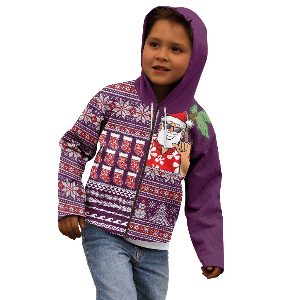 Hawaii Mele Kalikimaka Kid Hoodie Aloha and Christmas Elements Patchwork Pink Style LT03 - Polynesian Pride