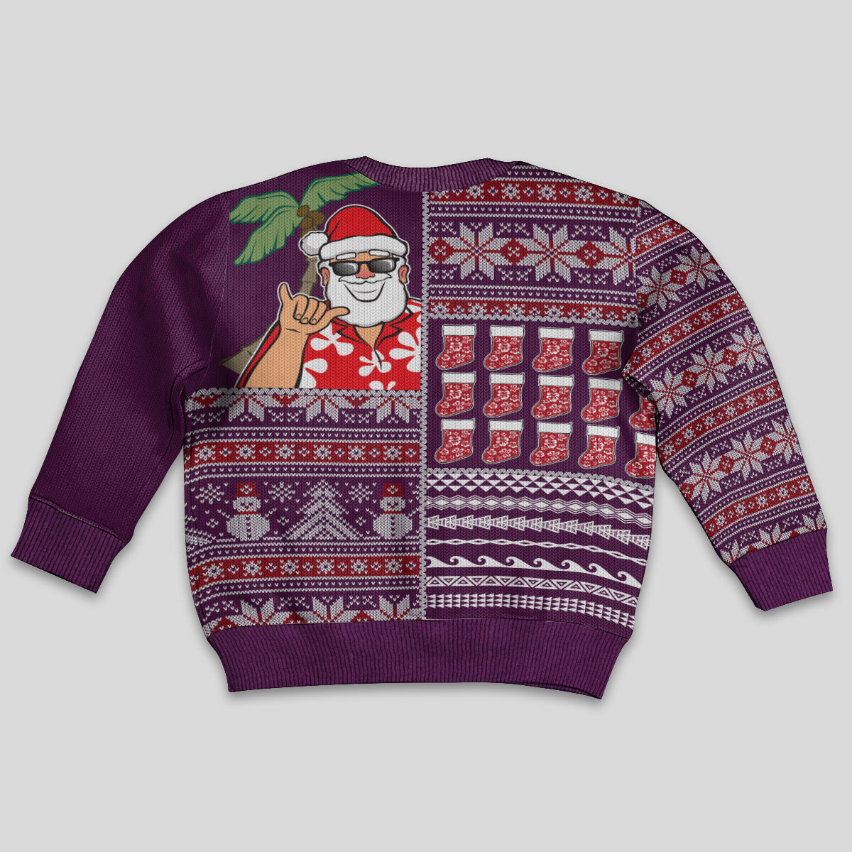 Hawaii Mele Kalikimaka Kid Ugly Christmas Sweater Aloha and Christmas Elements Patchwork Pink Style LT03 - Polynesian Pride