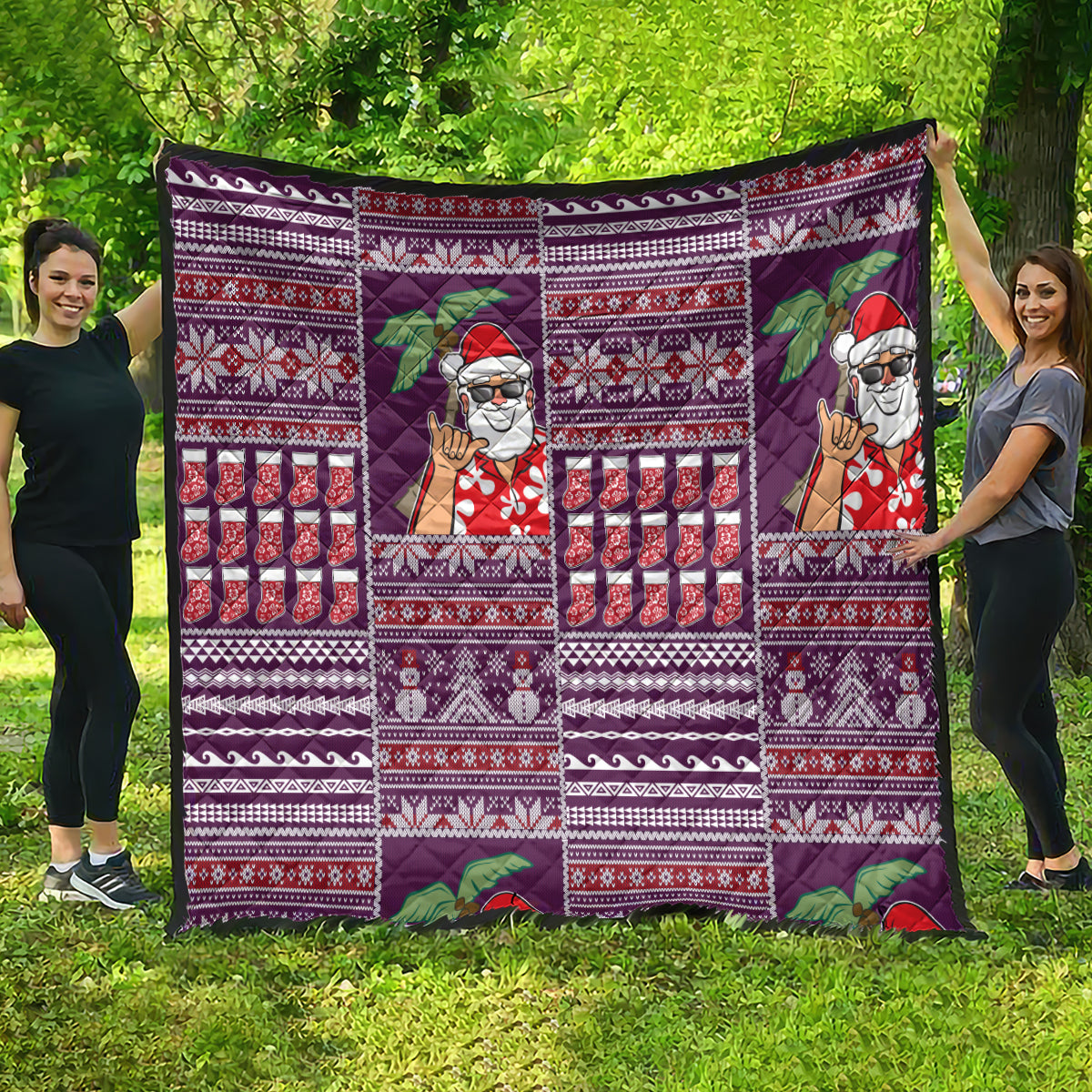 Hawaii Mele Kalikimaka Quilt Aloha and Christmas Elements Patchwork Pink Style LT03 - Polynesian Pride