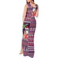 Hawaii Mele Kalikimaka Tank Maxi Dress Aloha and Christmas Elements Patchwork Pink Style LT03 - Polynesian Pride