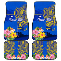 Personalised Nauru Independence Day Car Mats Nauruan Tribal Flag Style LT03 Blue - Polynesian Pride