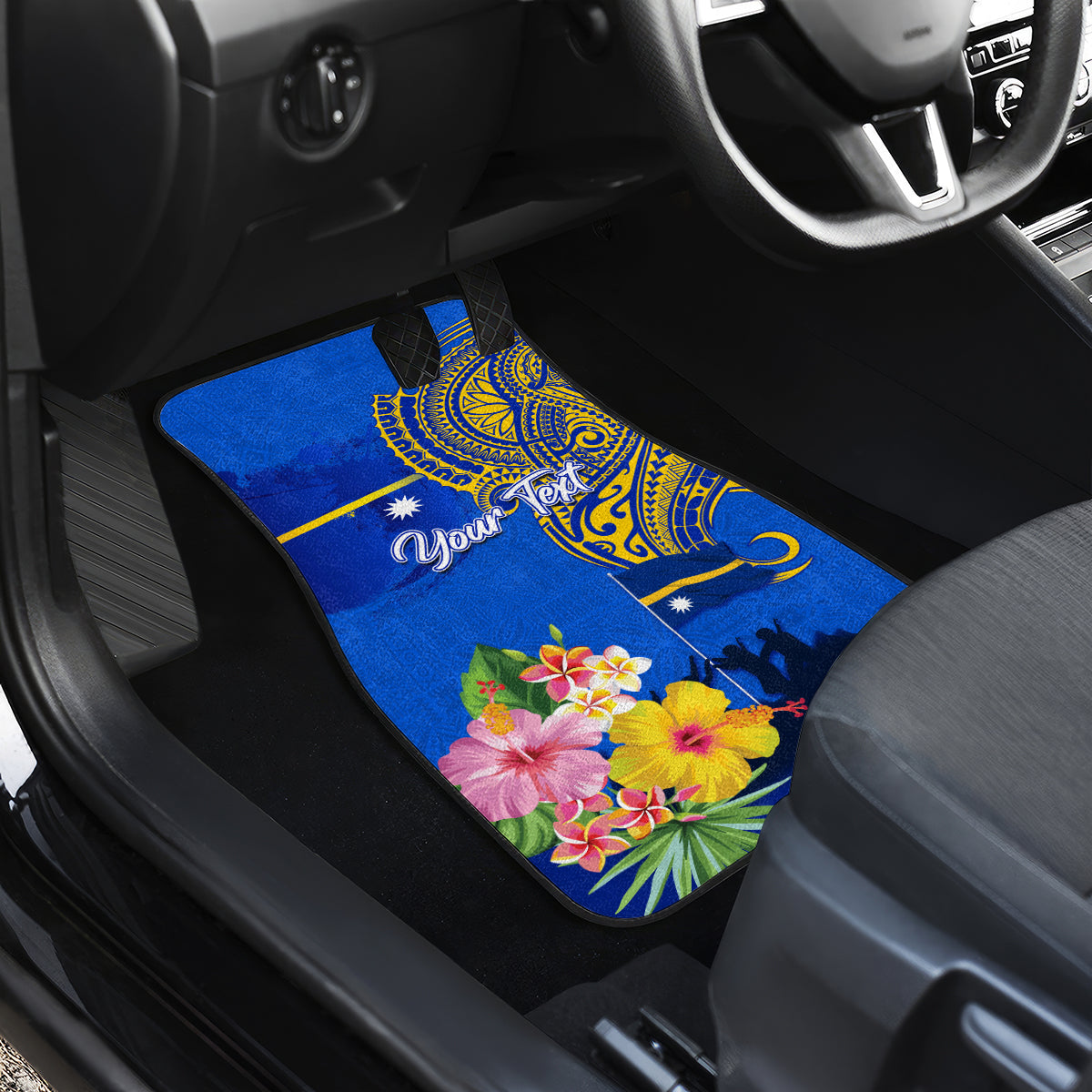 Personalised Nauru Independence Day Car Mats Nauruan Tribal Flag Style LT03 - Polynesian Pride