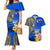 Personalised Nauru Independence Day Couples Matching Mermaid Dress and Hawaiian Shirt Nauruan Tribal Flag Style LT03 Blue - Polynesian Pride