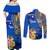Personalised Nauru Independence Day Couples Matching Off Shoulder Maxi Dress and Long Sleeve Button Shirt Nauruan Tribal Flag Style LT03 - Polynesian Pride