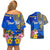 Personalised Nauru Independence Day Couples Matching Off Shoulder Short Dress and Hawaiian Shirt Nauruan Tribal Flag Style LT03 - Polynesian Pride