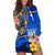 Personalised Nauru Independence Day Hoodie Dress Nauruan Tribal Flag Style LT03 Blue - Polynesian Pride
