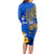 Personalised Nauru Independence Day Long Sleeve Bodycon Dress Nauruan Tribal Flag Style LT03 - Polynesian Pride