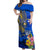 Personalised Nauru Independence Day Off Shoulder Maxi Dress Nauruan Tribal Flag Style LT03 Women Blue - Polynesian Pride