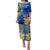 Personalised Nauru Independence Day Puletasi Nauruan Tribal Flag Style LT03 Long Dress Blue - Polynesian Pride