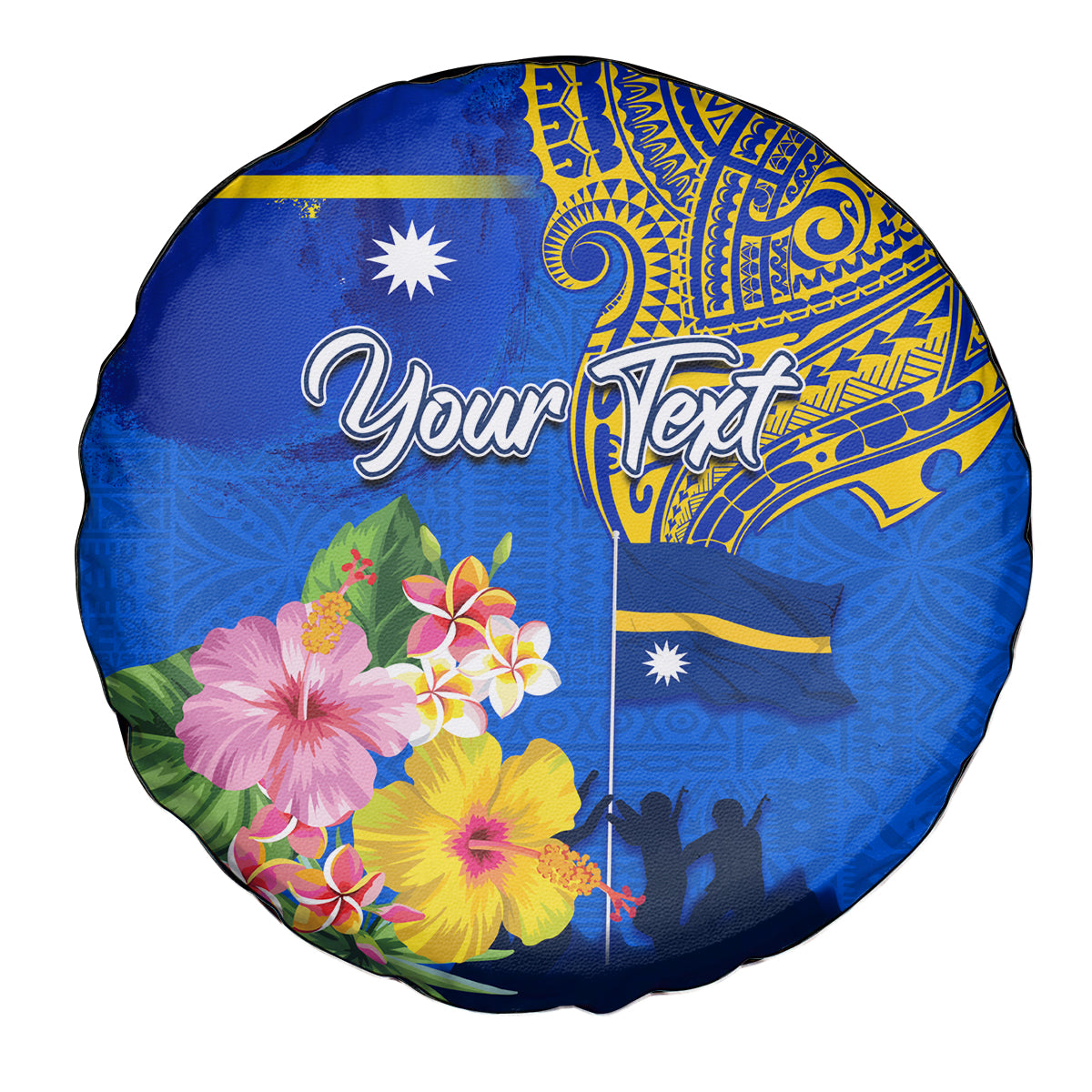 Personalised Nauru Independence Day Spare Tire Cover Nauruan Tribal Flag Style LT03 - Polynesian Pride