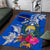 Personalised Nauru Coat of Arms Area Rug Tropical Flower Polynesian Pattern LT03 Blue - Polynesian Pride