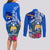 Personalised Nauru Coat of Arms Couples Matching Long Sleeve Bodycon Dress and Long Sleeve Button Shirt Tropical Flower Polynesian Pattern LT03 - Polynesian Pride