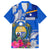 Personalised Nauru Coat of Arms Family Matching Long Sleeve Bodycon Dress and Hawaiian Shirt Tropical Flower Polynesian Pattern LT03 Dad's Shirt - Short Sleeve Blue - Polynesian Pride