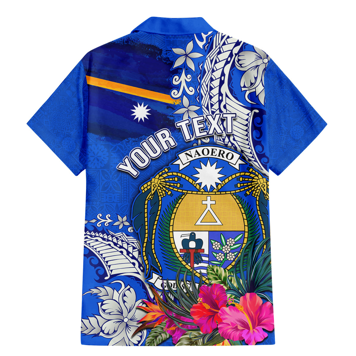 Nauru Custom Personalised Hawaiian Shirt Polynesian Floral Spirit Sage Green