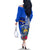 Personalised Nauru Coat of Arms Family Matching Off Shoulder Long Sleeve Dress and Hawaiian Shirt Tropical Flower Polynesian Pattern LT03 - Polynesian Pride