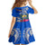 Personalised Nauru Coat of Arms Family Matching Off Shoulder Short Dress and Hawaiian Shirt Tropical Flower Polynesian Pattern LT03 - Polynesian Pride