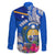 Personalised Nauru Coat of Arms Family Matching Off Shoulder Short Dress and Hawaiian Shirt Tropical Flower Polynesian Pattern LT03 - Polynesian Pride